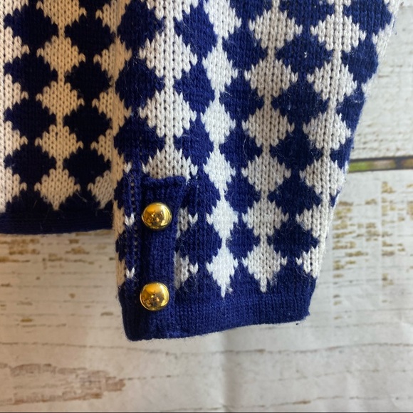 HASTING AND SMITH CHECKERED SWEATER Size Medium in Navy and White - Picture 6 of 12